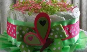 Торт из памперсов в подарок новорожденному